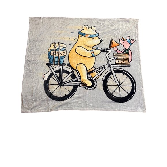Bicycle Built for Two Winnie The Pooh & Piglet Fleece throw Blanket 57”x 49” - Picture 1 of 6